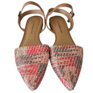 lucky brand makaby pointed-toe woven slingback flats size 9.5M